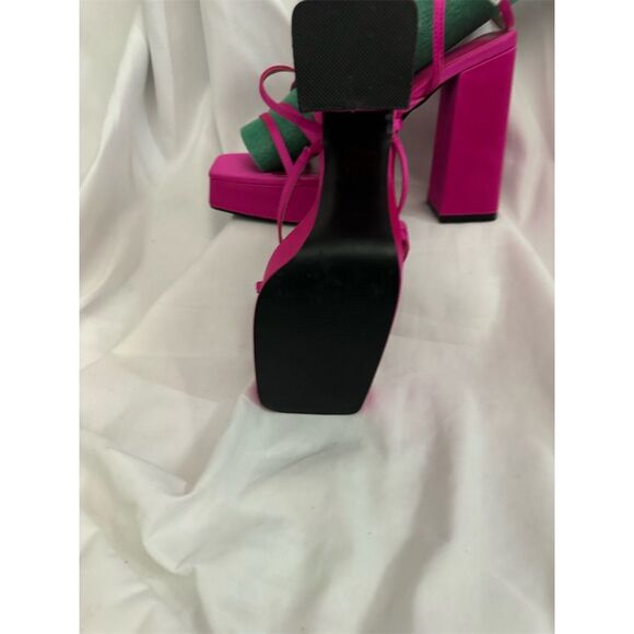 Zara Women's Pink Strappy Platform Block Heel sandals Size 9 - Picture 6 of 6